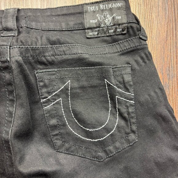 True Religion Stella Low Rise Skinny Jeans Black White Stitch Women’s Size 32 - Picture 5 of 12